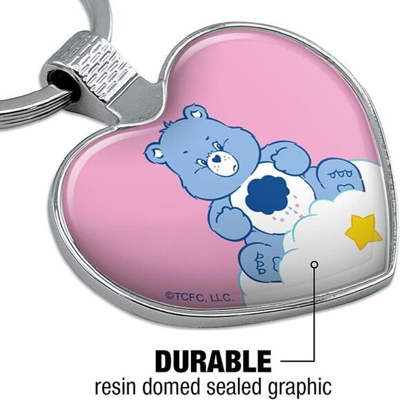 Care Bears Grumpy Bear Keychain Heart Love Metal Key Chain Ring - Picture 5 of 6
